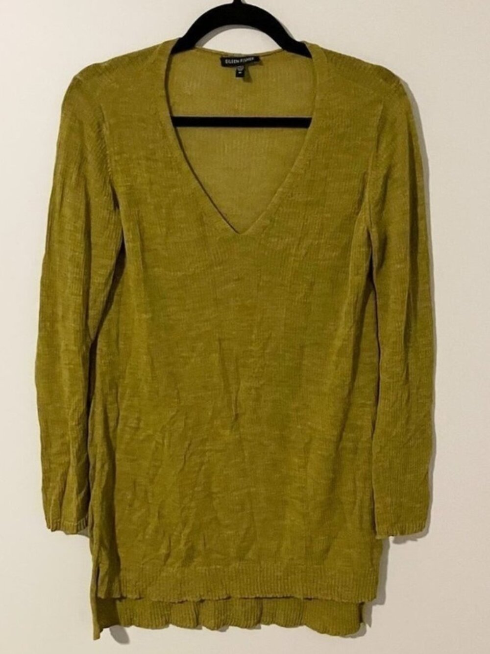 green wool stretchy tunic sweater